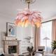 LED Pendant Light Chandelier Gorgeous Extra Large White Ostrich Feather Bouquet Pendant Light Romantic Mounted Lighting Fixture for Restaurant Bedroom Chain Adjustable