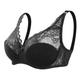 Women's Curve Plus Size Solid Color Pure Color Flower / Floral Lace Lingerie Sexy V Neck Winter Fall Sheer Bras 3/4 Cup Black Dusty Rose Red Big Size 85/38C 90/40C 95/42C 100/44C