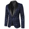 Men Jacket Blazer Wedding Party / Evening Slim Fit Fall Winter Stripe Stylish Traditional / Vintage Lapel Regular Regular Regular Fit Navy Blue Jacket