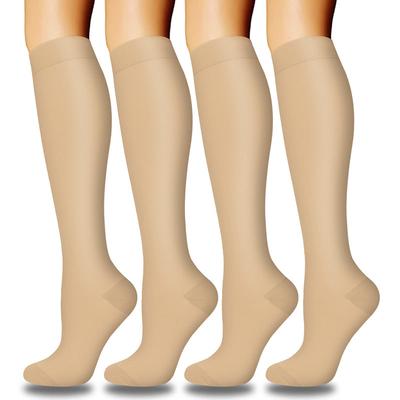 4 Pairs Copper Compression Socks for Women Men Circulation 15-20 mmHg - Best Support for Nurses, Running