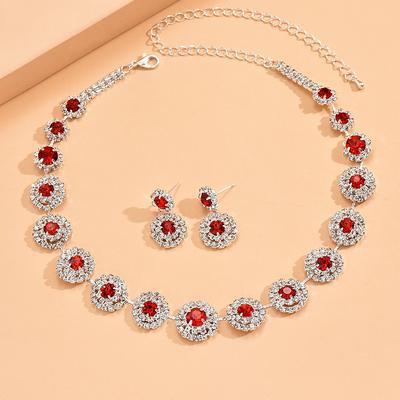 Jewelry Set 2pcs Rhinestone Alloy 1 Necklace Earrings Women's Fashion Stylish Simple Geometrical Geometric Jewelry Set For Wedding Party Wedding Guest