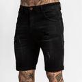 Men's Jeans Denim Shorts Jean Shorts Pocket Ripped Straight Leg Solid Colored Comfort Wearable Outdoor Daily Stylish Casual Black Dark Blue