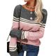 Women's Pullover Sweater Jumper Crew Neck Ribbed Knit Acrylic Patchwork Fall Winter Regular Outdoor Daily Going out Stylish Casual Soft Long Sleeve Color Block Striped Black White Pink S M L