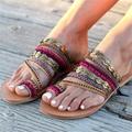 Women's Sandals Boho Bohemia Beach Flat Sandals Orthopedic Sandals Bunion Sandals Daily Beach Summer Button Flat Heel Open Toe Casual Minimalism Faux Leather Loafer Red