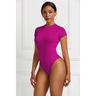 Short Sleeve Shaping Bodysuit, Tummy Control Slim Round Neck Body Shaper, Women's Underwear Shapewear