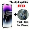 [3 In 1] For IPhone 7 8 X XS XR 11 12 13 14 15 Plus Pro Max Screen Protector [2pcs Soft HD Hydrogel Film] [1pc Soft Lens Protector]