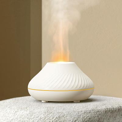 Volcano Air Humidifier Aroma Diffuser Essential Oil Lamp 130ml USB Portable Air Humidifier with 7 Colors Flame Night Light
