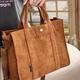 Women's Handbag Tote Shoulder Bag Corduroy Office Shopping Daily Adjustable Large Capacity Solid Color Dark Brown Black Yellow