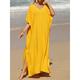 Women's White Dress Casual Dress Summer Dress Long Dress Maxi Dress Split Date Vacation Beach Maxi Basic V Neck Half Sleeve Black White Yellow Color