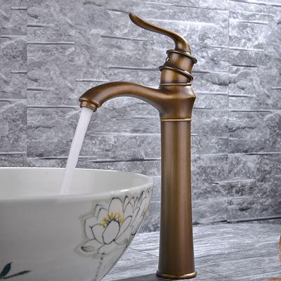 Brass Bathroom Sink Faucet,Waterfall Antique Brass Widespread Water Flow Single Handle One Hole Bath Taps with Hot and Cold Switch