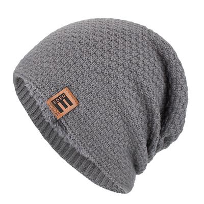 Men's Beanie Hat Winter Hats Cap Knit Cuffed Black Wine Acrylic Fibers Knitted Fleece Stylish Traditional / Classic Outdoor clothing Casual Daily Plain Warm