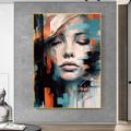 Close the eyes Woman Portrait Wall Art Handpainted Abstract Girl Painting Home Decor Painting Colorful Colors Picture Face Art For Home Decor No Frame