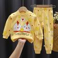 Toddler Boys 2 Pieces T-shirt Pants Pajama Set Long Sleeve C20 C25 C26 Animal Cartoon Button Spring Fall Fashion Home 3-7 Years