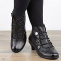 Women's Boots Button Boots Plus Size Booties Ankle Boots Daily Solid Color Booties Ankle Boots Winter Block Heel Round Toe Elegant Vintage Fashion Faux Leather Buckle Black Pink Navy Blue