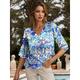 Women's Shirt Blouse Graphic Casual Holiday Print Yellow 3/4 Length Sleeve Fashion V Neck Spring Summer