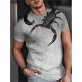 Men's T shirt Tee Animal Spiders Round Neck Cream Linen Black Light gray Dark Gray 3D Print Plus Size Daily Short Sleeve Print Clothing Apparel Basic Designer Casual Big and Tall