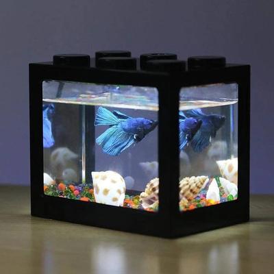 PVC Betta Fish Tank Mini Aquarium Betta Fish Accessories Building Block Decor Ornamental Aquarium Tank Pet Decoration