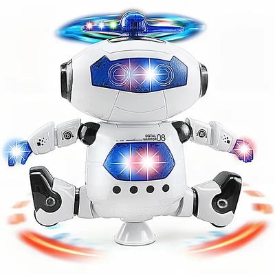 Musical Walking Dancing Robot Toy For Kids Flashing Lights 360 Body Spinning Toddlers Boys Girls Fun Toy Figure (Model 1)