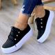 Women's Sneakers Plus Size Canvas Shoes White Shoes Outdoor Daily Walking Solid Colored Summer Spring Fall Rivet Flat Heel Round Toe Sporty Classic Casual Walking PU Leather Lace-up Black White Pink