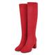 Women's Boots Ladies Shoes Valentines Gifts Riding Boots Party Daily Knee High Boots Block Heel Round Toe Vintage Casual PU Zipper Black Red Dark Blue