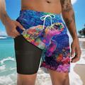 Sea Turtle Marine Life Men's Resort 3D Printed Board Shorts Swim Shorts Swim Trunks Pocket Drawstring with Mesh Lining Comfort Breathable Short Aloha Hawaiian Style Holiday Beach S TO 3XL