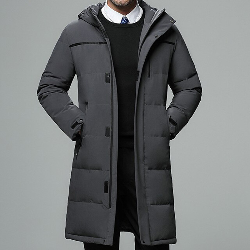 Men's Winter Coat Down Jacket Puffer Jacket Parka Outdoor Business Camping Hiking Long Casual Daily Casual Windproof Warm Winter Pure Color Black Brown Gray Puffer Jacket