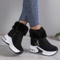 Women's Boots Plus Size Winter Boots Daily Solid Color Fleece Lined Booties Ankle Boots Winter Zipper Wedge Heel Round Toe Comfort Faux Suede Zipper Leopard Black Red