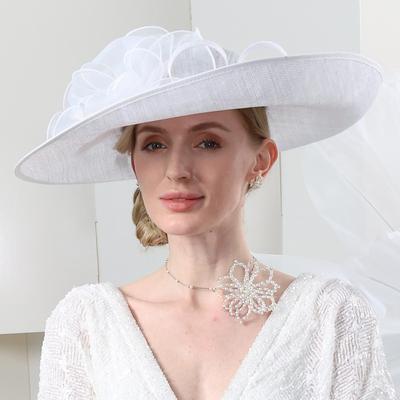 Hats Flax Sun Hat Top Hat Sinamay Hat Wedding Beach Elegant British With Floral Tulle Headpiece Headwear dress to impress 2025