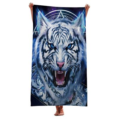 1PC Beach Swimming Towels Tiger Lion Wolf Cartoon Animal Pattern Printing Folded Quick-Dry Soft Towels Home Decor Travel