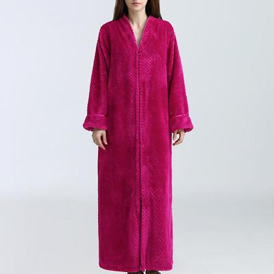Women's Fleece Robes Fluffy Fuzzy Warm Pajama Gown Bathrobes Nighty 1 PCS Pure Color Plush Simple Comfort Home Daily Bed Coral Velvet Warm Breathable V Wire Long Sleeve Basic Fall Winter Home Outfits