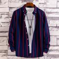 Men's Shirt Button Up Shirt Casual Shirt Plaid Shirt Wine Red Striped white Striped navy Striped red Striped black Long Sleeve Tartan Collar Street Daily Clothing Apparel Basic Casual Formal