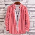 Men's Shirt Button Up Shirt Casual Shirt Plaid Shirt Wine Red Striped white Striped navy Striped red Striped black Long Sleeve Tartan Collar Street Daily Clothing Apparel Basic Casual Formal