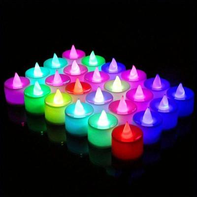 24/50pcs LED Electronic Candle Lamp, Round White Shell Nightlight, Small LED Light, For Valentine's Day, Christmas, Various Holiday Decoration