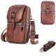 2023 New Men's Multi Functional Genuine Leather Shoulder Bag Cell Phone Crossbody Purse Phone Holster Case Leather Belt Waist Pouch Small Messenger Bag