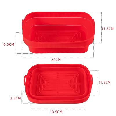 2pcs Foldable Air Fryer Silicone Basket Airfryer Oven Baking Tray Silicone Mold Pizza Fried Chicken Basket Reusable Pan Accessories