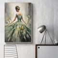 Handmade Original Dancing Girl Oil Painting On Canvas Wall Art Decor Abstract Art Green Painting for Home Decor With Stretched Frame/Without Inner Frame Painting