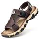 Men's Sandals Leather Sandals Beach Slippers Outdoor Hiking Sandals Sports Sandals Casual Beach Outdoor Daily Canvas Breathable Buckle Black Brown Khaki Summer Spring