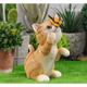 Solar Ornament Rabbit Flowers Garden Light, Cute Cat Garden Light for Gardening Decoration Funny Entrance Light, Solar Garden Statue Rabbit Figurine Garden