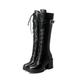 Women's Boots Platform Boots Lace Up Boots Go Go Boots Party Daily Solid Colored Knee High Boots Winter Lace-up Chunky Heel Round Toe Punk Minimalism PU Leather PU Lace-up Black White