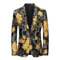 Men's Retro Casual Blazer Jacket Blazer Regular Slim Fit Regular Fit Floral Single Breasted One-button ArmyGreen Pink Red Sky Blue Orange Gold Green 2024