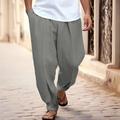 Men's Linen Pants Trousers Summer Pants Tapered Carrot Pants Beach Pants Front Pocket Pleats Plain Comfort Breathable Casual Daily Holiday Linen / Cotton Blend Fashion Basic Black White