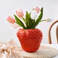 Cute Red Strawberry Decorative Home Vase Creative Resin Material Handmade Handicraft Vase Suitable for Flower Hydroponics Home and Restaurant Flower Decoration Decoration