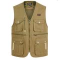 Men's Fishing Vest Hiking Vest / Gilet Sleeveless Outerwear Jacket Travel Cargo Safari Vest Top Outdoor Windproof Multi-Pockets Quick Dry Lightweight Fall Spring Cotton Army Green Khaki Hunting