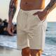 Men's Shorts Linen Shorts Summer Shorts Pocket Drawstring Plain Comfort Breathable Short Casual Daily Holiday Linen Cotton Blend Fashion Classic Style White Sky Blue