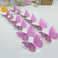 12pcs/set 3D Valentine's Day Hollow Butterfly Stickers Decorate Birthday Wedding Festival Dance Art Wall Stickers.