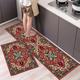 Boho Style Kitchen Mat Kitchen Rug Set of 2 Pcs,Perfect for Kitchen, Bathroom, Living Room, Soft, Absorbent Microfiber Material, Non-Slip, Easy Clean Machine Washable Floor Runner