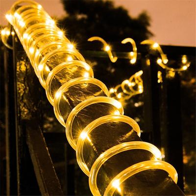 2/1PCS Rope Strip Light Solar LED Waterproof Tube Fairy Light Strings Outdoor Garden Christmas Lawn Tree Yard Fence Pathway Decor