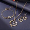 Jewelry Set 3pcs Alloy 1 Necklace Earrings Bracelets Women's Vintage Fashion Simple Geometrical Heart Geometric Jewelry Set For Wedding Party Special Occasion