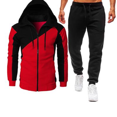 Men's Hoodie Tracksuit Zip Hoodie Sweatshirt Sweat Jacket Wine Red Black Red Blue Light Grey Hooded Color Block Patchwork Zipper Sports Outdoor Cool Casual Essential Winter Fall Winter Clothing