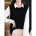 Women's Sweater Vest Crew Neck Cable Knit Polyester Oversized Fall Winter Short Daily Going out Weekend Stylish Casual Soft Sleeveless Solid Color Coffee color Black Camel M L XL